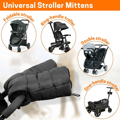 Stroller Gloves, Universal Stroller Warmmuffs, Winter Anti-Freeze Warm Mittens for Pram, Stroller, Pushchair Handbar