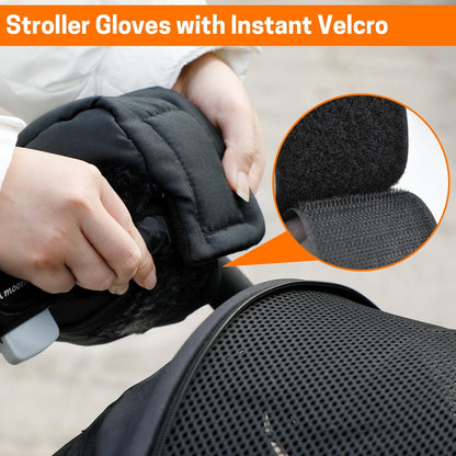 Stroller Gloves, Universal Stroller Warmmuffs, Winter Anti-Freeze Warm Mittens for Pram, Stroller, Pushchair Handbar