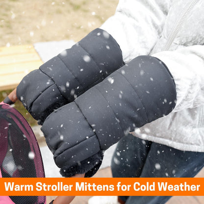Stroller Gloves, Universal Stroller Warmmuffs, Winter Anti-Freeze Warm Mittens for Pram, Stroller, Pushchair Handbar