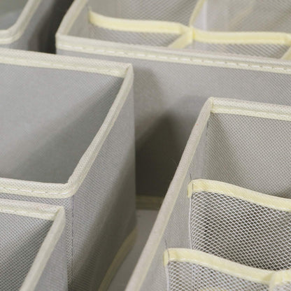 12 Pack Foldable Drawer Organizer Dividers Cloth Storage Box Closet Dresser Organizer Cube Fabric Containers Basket Bins for Underwear Bras Socks Panties Lingeries Nursery Baby Clothes Gray