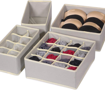 12 Pack Foldable Drawer Organizer Dividers Cloth Storage Box Closet Dresser Organizer Cube Fabric Containers Basket Bins for Underwear Bras Socks Panties Lingeries Nursery Baby Clothes Gray