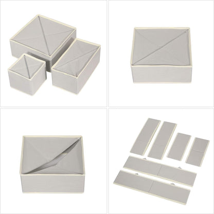 12 Pack Foldable Drawer Organizer Dividers Cloth Storage Box Closet Dresser Organizer Cube Fabric Containers Basket Bins for Underwear Bras Socks Panties Lingeries Nursery Baby Clothes Gray