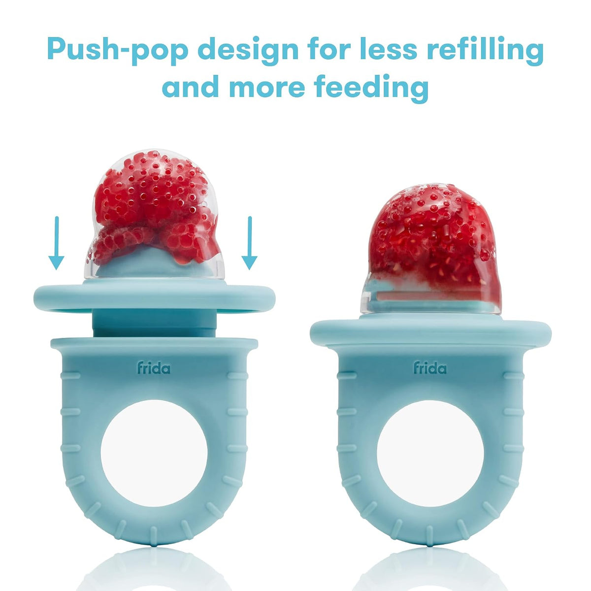 Baby Push Pop Feeder, Baby Fruit Feeder, 3 Count, Blue, 3 Count, Blue