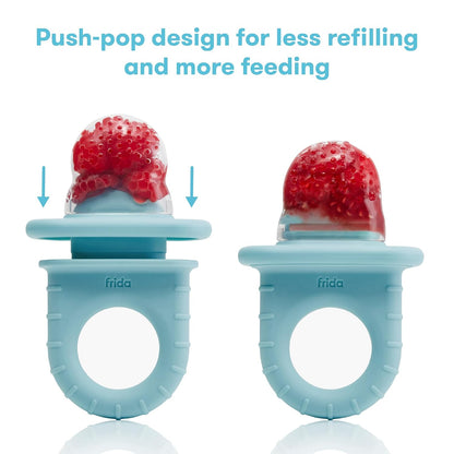 Baby Push Pop Feeder, Baby Fruit Feeder, 3 Count, Blue, 3 Count, Blue