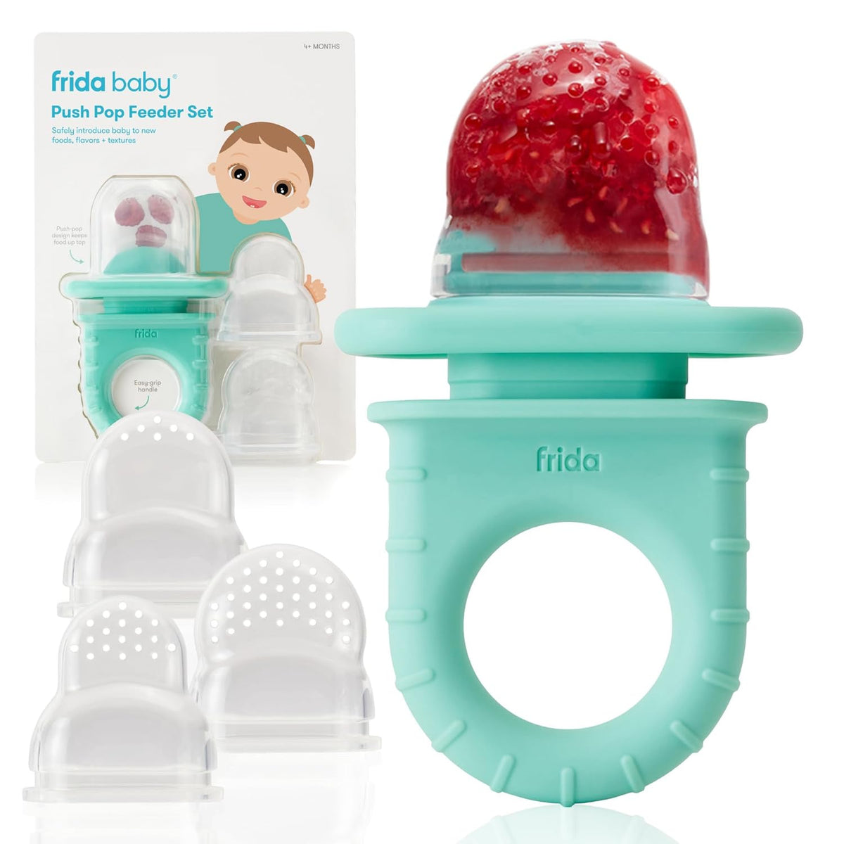 Baby Push Pop Feeder, Baby Fruit Feeder, 3 Count, Blue, 3 Count, Blue