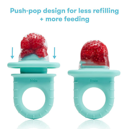 Baby Push Pop Feeder, Baby Fruit Feeder, 3 Count, Blue, 3 Count, Blue