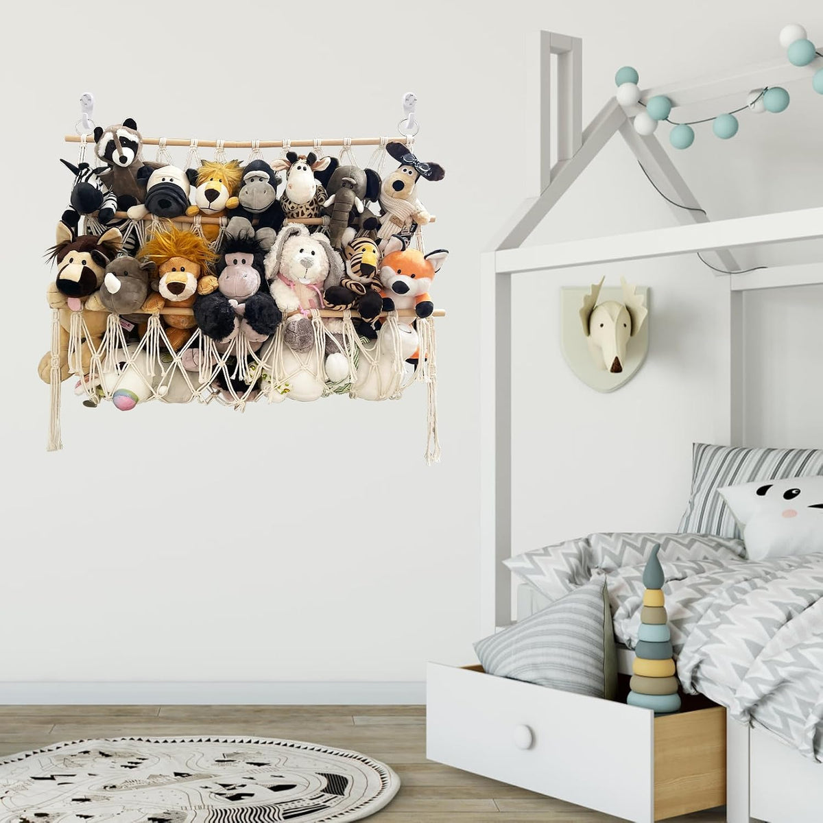Stuffed Animal Net or Hammock Large Corner Wall Hanging for Storage Toys