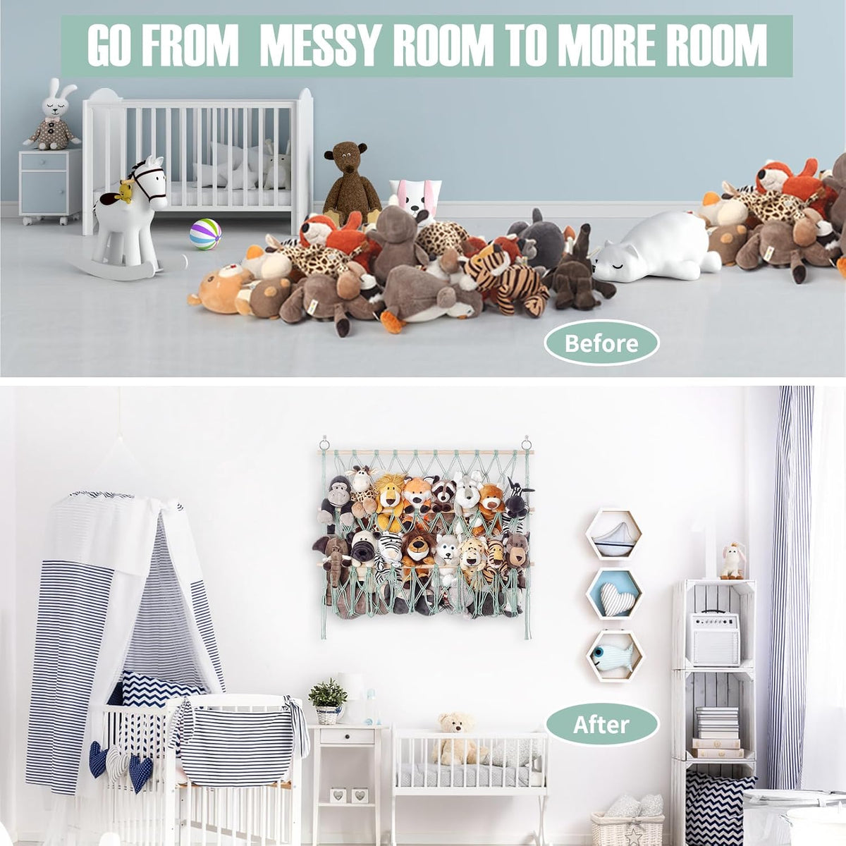 Stuffed Animal Net or Hammock Large Corner Wall Hanging for Storage Toys