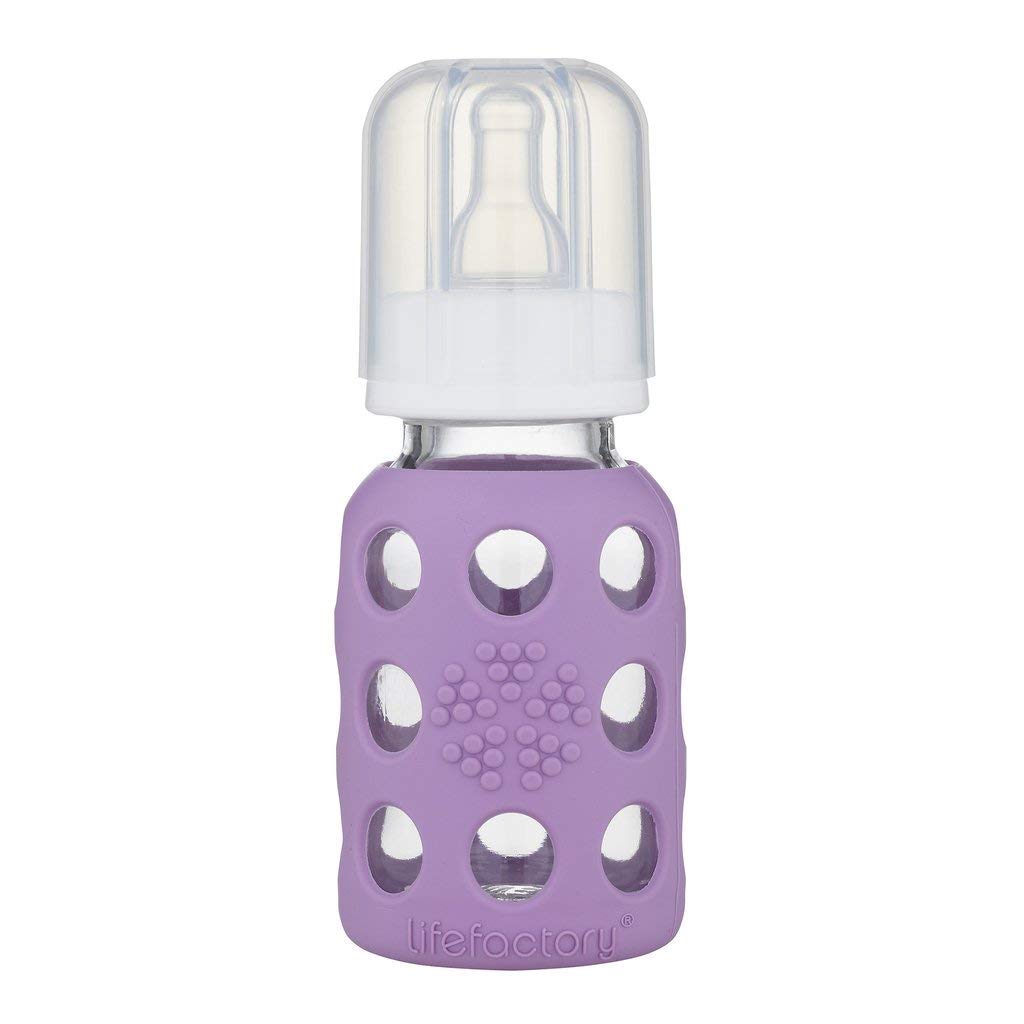 Glass Baby Bottle BPA Free | Protective Silicone Sleeve | 9 oz Pack of 2 | Mango, Kale - Colors B