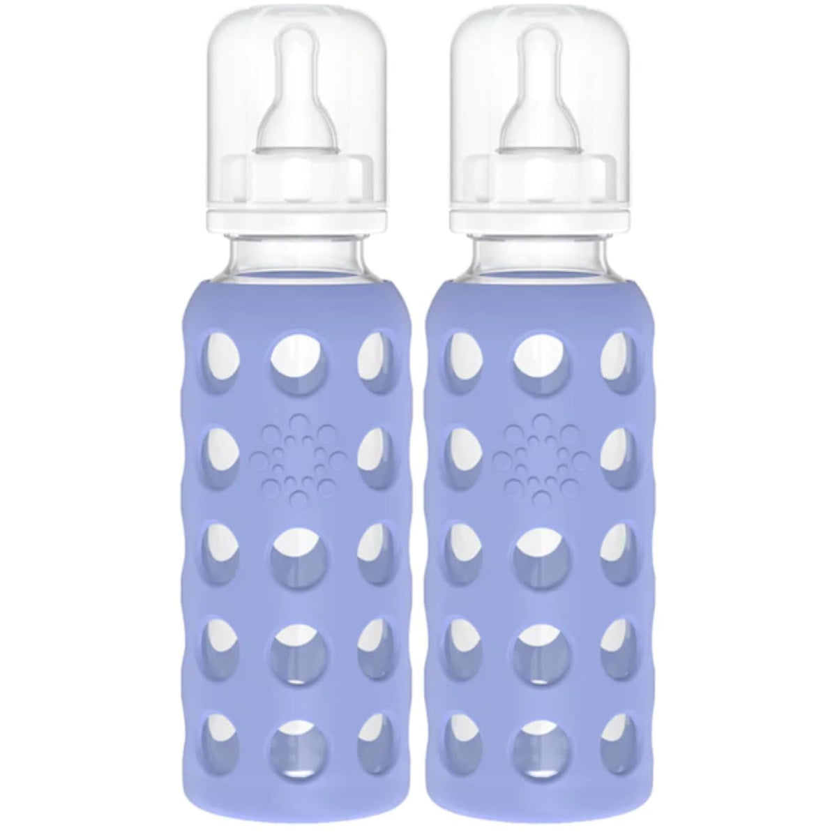 Glass Baby Bottle BPA Free | Protective Silicone Sleeve | 9 oz Pack of 2 | Mango, Kale - Colors B