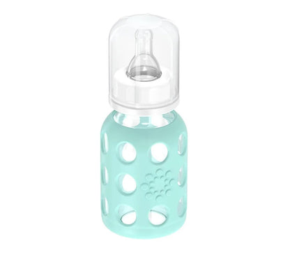 Glass Baby Bottle BPA Free | Protective Silicone Sleeve | 9 oz Pack of 2 | Mango, Kale - Colors B
