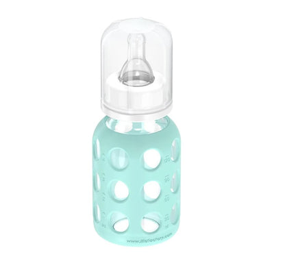 Glass Baby Bottle BPA Free | Protective Silicone Sleeve | 9 oz Pack of 2 | Mango, Kale - Colors B