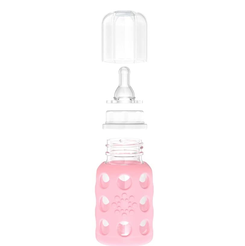 Glass Baby Bottle BPA Free | Protective Silicone Sleeve | 9 oz Pack of 2 | Mango, Kale - Colors B