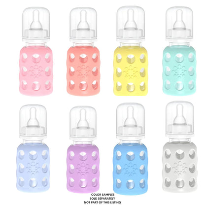 Glass Baby Bottle BPA Free | Protective Silicone Sleeve | 9 oz Pack of 2 | Mango, Kale - Colors B