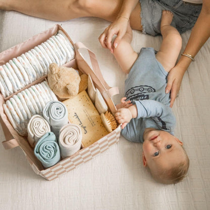 Diaper Caddy Organizer – Foldable Baby Storage Basket with Removable Divider | Waterproof & Mess-Proof Fabric, Portable Nursery Organizer for Newborn Essentials(Toile)