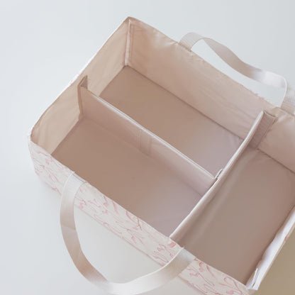 Diaper Caddy Organizer – Foldable Baby Storage Basket with Removable Divider | Waterproof & Mess-Proof Fabric, Portable Nursery Organizer for Newborn Essentials(Toile)