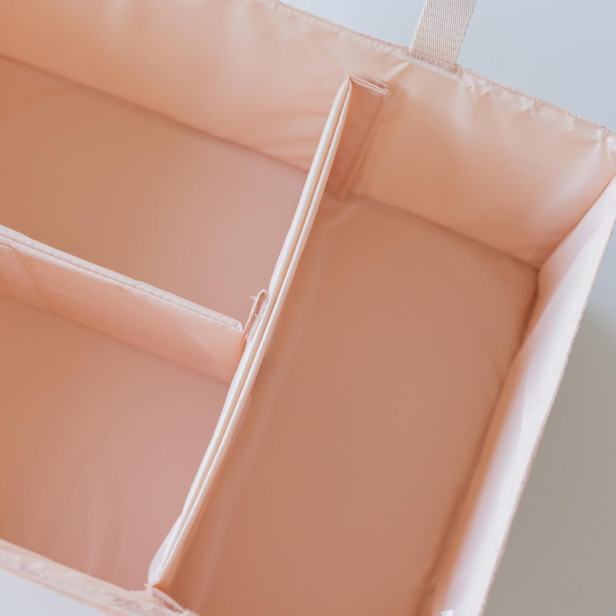 Diaper Caddy Organizer – Foldable Baby Storage Basket with Removable Divider | Waterproof & Mess-Proof Fabric, Portable Nursery Organizer for Newborn Essentials(Toile)