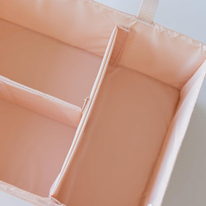 Diaper Caddy Organizer – Foldable Baby Storage Basket with Removable Divider | Waterproof & Mess-Proof Fabric, Portable Nursery Organizer for Newborn Essentials(Toile)