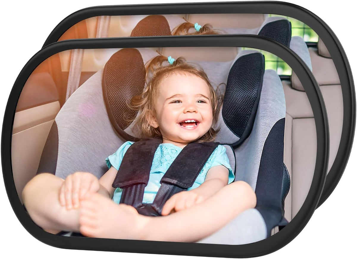 Baby Car Mirror, Safety Car Seat Mirror for Rear Facing Infant, Clear Wide View, 360°Rotation, Easily Observe the Baby Move, Secure, Shatterproof, Crash Tested and Certified (Black)