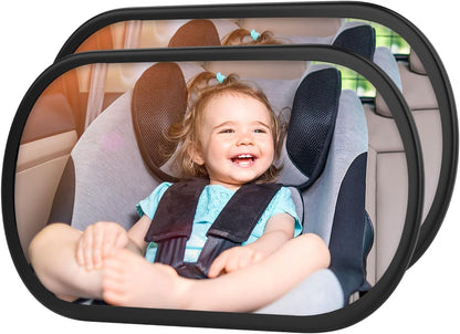 Baby Car Mirror, Safety Car Seat Mirror for Rear Facing Infant, Clear Wide View, 360°Rotation, Easily Observe the Baby Move, Secure, Shatterproof, Crash Tested and Certified (Black)