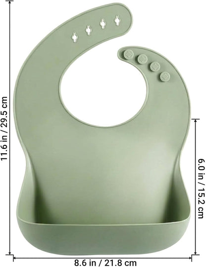 Set of 3 Silicone Baby Bibs Waterproof, Soft, Unisex, 10-72 Months