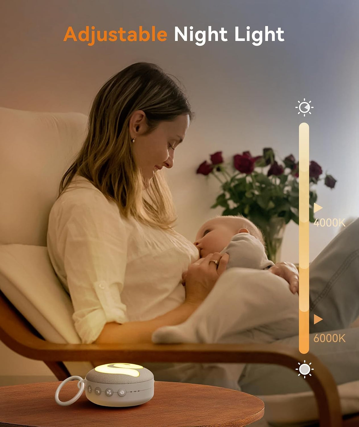 Portable Sound Machine Baby - D11 White Noise Machine for Baby Sleeping with Night Light, White Noise, Lullaby, Nature Sounds, Child Lock, USB Rechargeable Sound Machine for Travel Nursery
