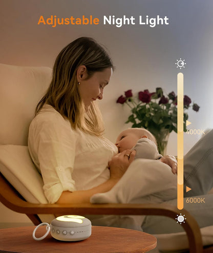 Portable Sound Machine Baby - D11 White Noise Machine for Baby Sleeping with Night Light, White Noise, Lullaby, Nature Sounds, Child Lock, USB Rechargeable Sound Machine for Travel Nursery