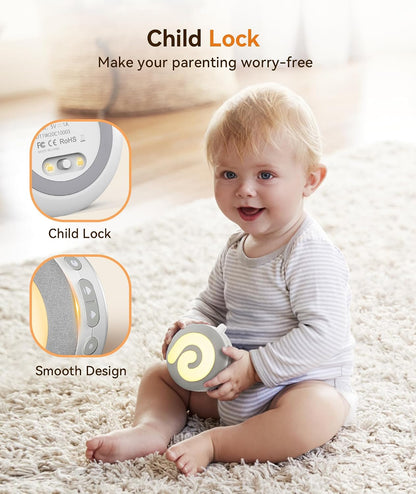 Portable Sound Machine Baby - D11 White Noise Machine for Baby Sleeping with Night Light, White Noise, Lullaby, Nature Sounds, Child Lock, USB Rechargeable Sound Machine for Travel Nursery