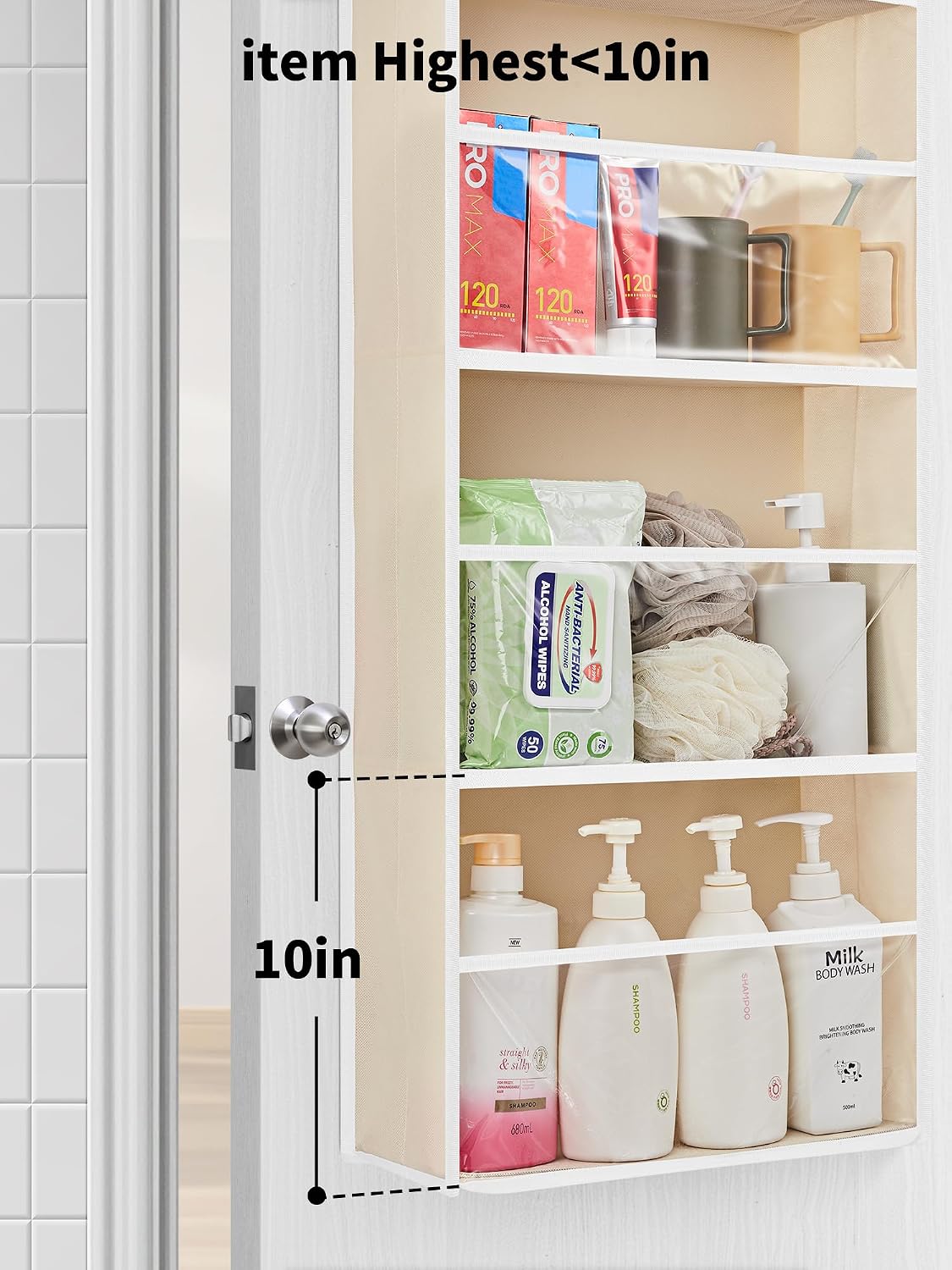 Over The Door Toy Storage Organizer w/Clear Window, Beige