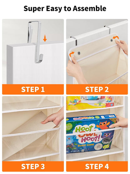 Over The Door Toy Storage Organizer w/Clear Window, Beige