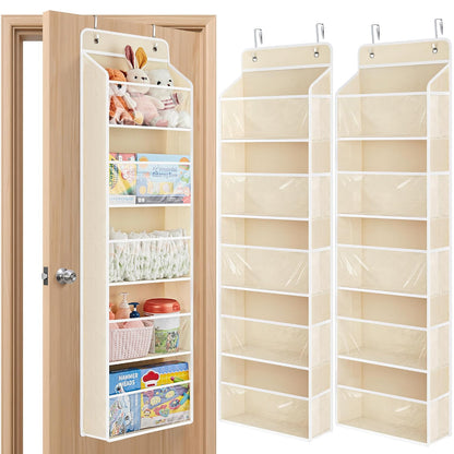 Over The Door Toy Storage Organizer w/Clear Window, Beige