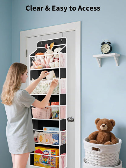 Over The Door Toy Storage Organizer w/Clear Window, Beige
