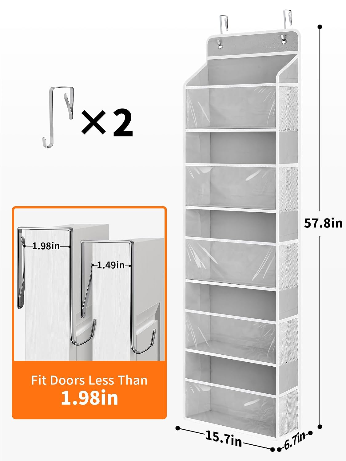 Over The Door Toy Storage Organizer w/Clear Window, Beige