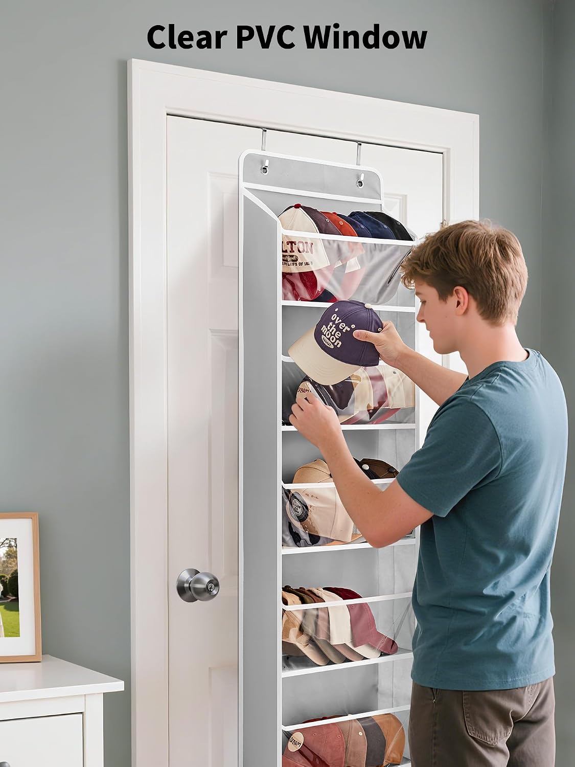 Over The Door Toy Storage Organizer w/Clear Window, Beige