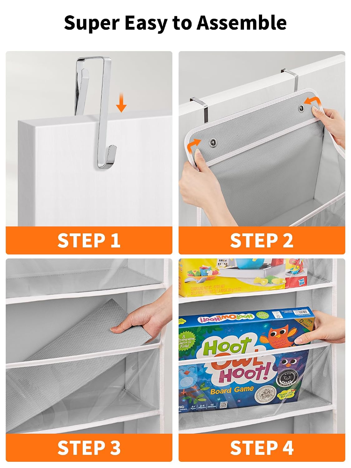 Over The Door Toy Storage Organizer w/Clear Window, Beige