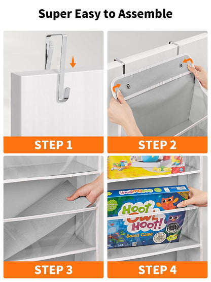 Over The Door Toy Storage Organizer w/Clear Window, Beige