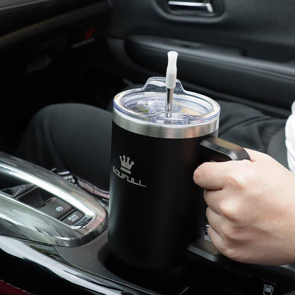 40 oz Tumbler with Handle and Straw Lid, 100% Leak-proof, GreenPurple | Stainless Steel Insulated Travel Coffee Cup, Keeps Cold 34Hrs or Hot 10Hrs, Dishwasher Safe