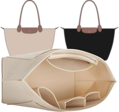 Felt Purse Organizer Insert for Longchamp Le Pliage Large, Beige