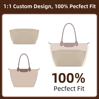 Felt Purse Organizer Insert for Longchamp Le Pliage Large, Beige