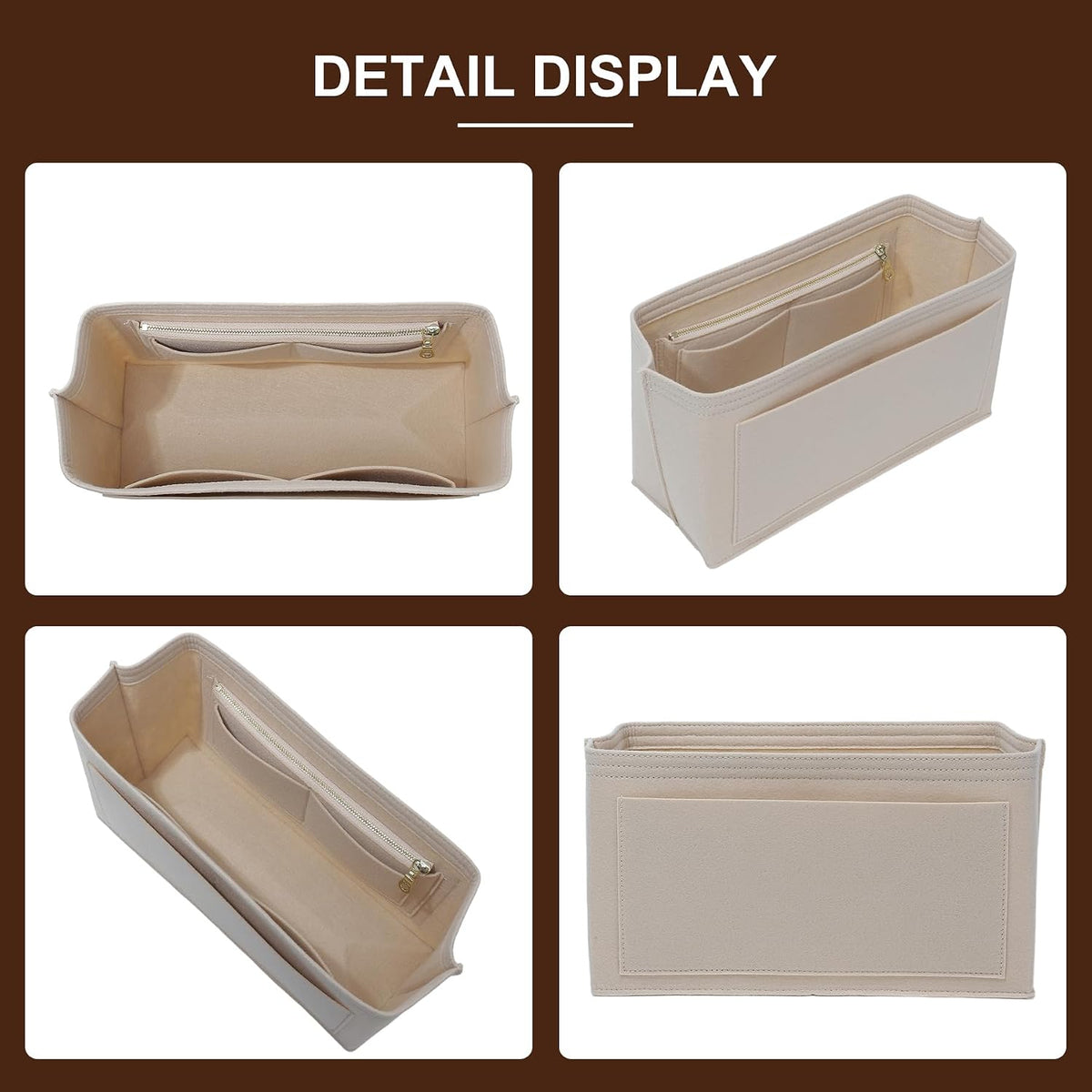 Felt Purse Organizer Insert for Longchamp Le Pliage Large, Beige