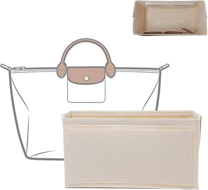 Felt Purse Organizer Insert for Longchamp Le Pliage Large, Beige
