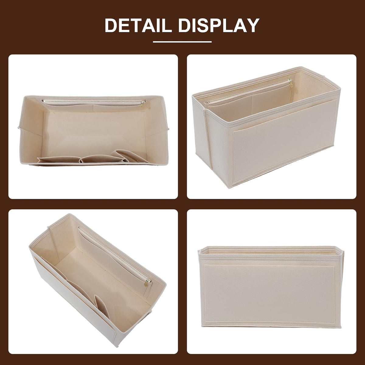 Felt Purse Organizer Insert for Longchamp Le Pliage Large, Beige