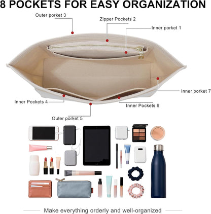 Felt Purse Organizer Insert for Longchamp Le Pliage Large, Beige