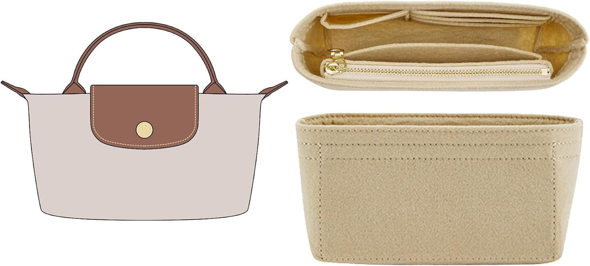 Felt Purse Organizer Insert for Longchamp Le Pliage Large, Beige