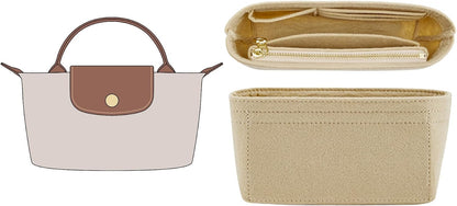 Felt Purse Organizer Insert for Longchamp Le Pliage Large, Beige
