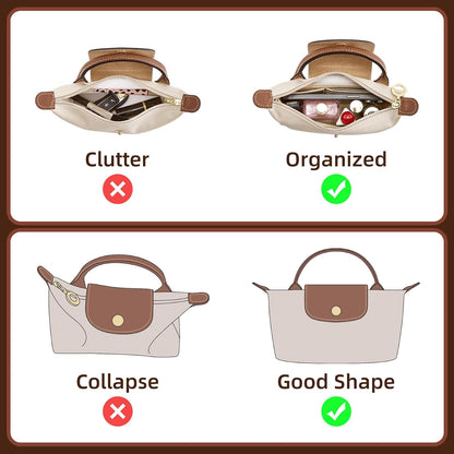 Felt Purse Organizer Insert for Longchamp Le Pliage Large, Beige
