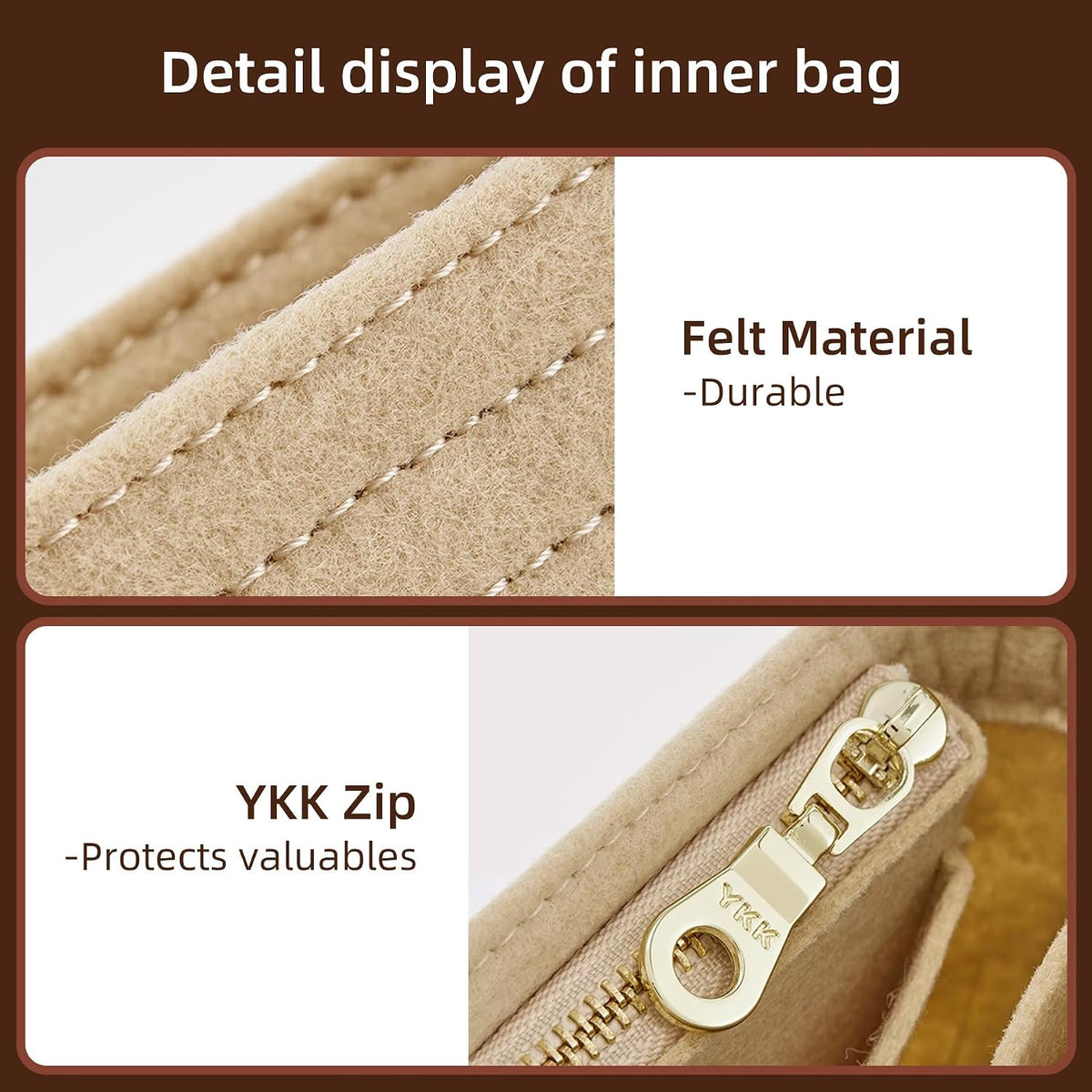 Felt Purse Organizer Insert for Longchamp Le Pliage Large, Beige