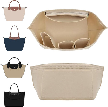 Felt Purse Organizer Insert for Longchamp Le Pliage Large, Beige
