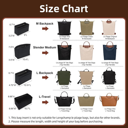 Felt Purse Organizer Insert for Longchamp Le Pliage Large, Beige