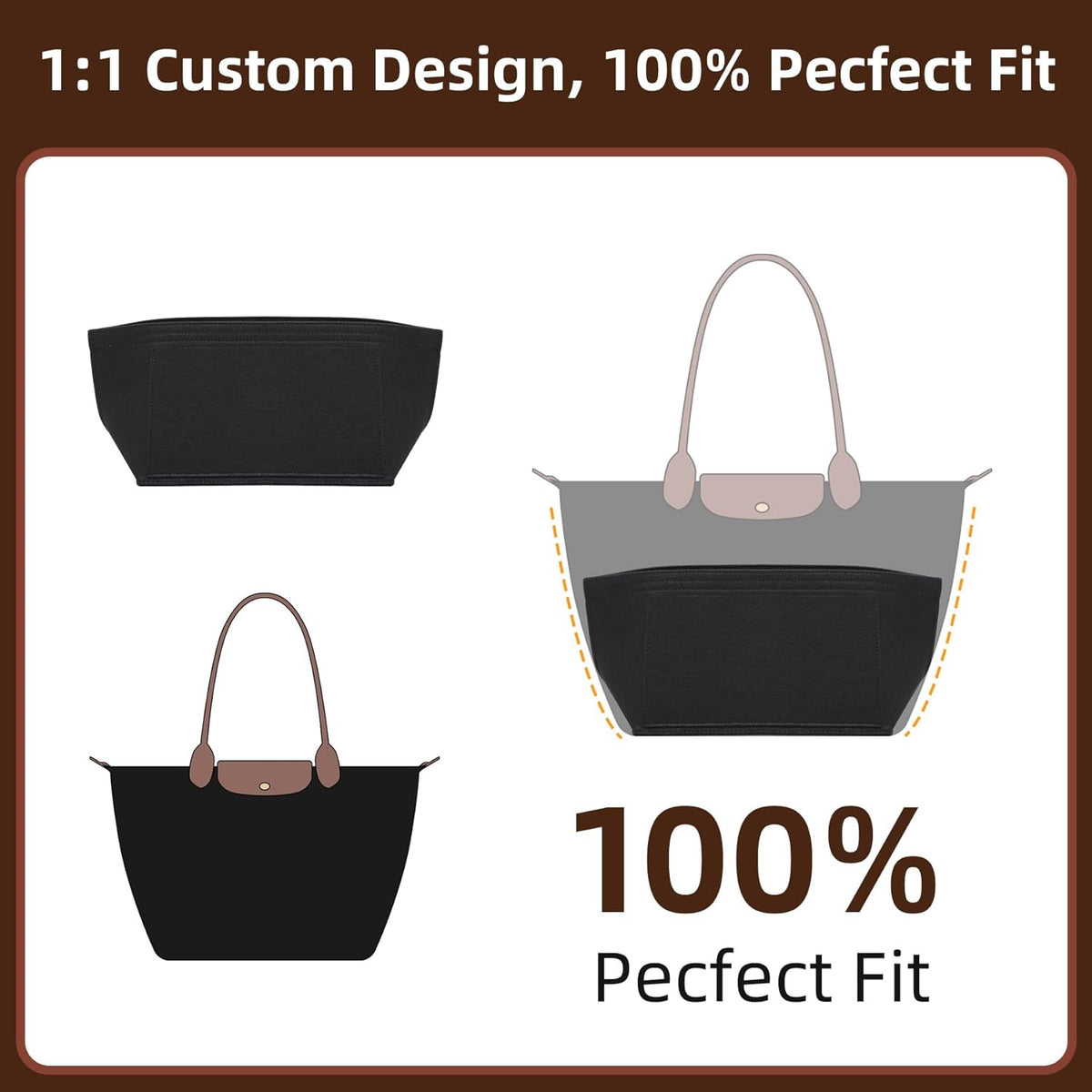 Felt Purse Organizer Insert for Longchamp Le Pliage Large, Beige